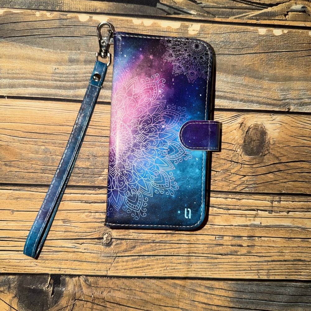 Elegant Blue and Purple Mandala Phone Wallet Case - Picture 3 of 3